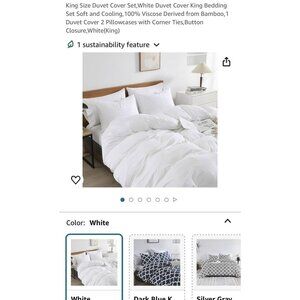 Rosecret Bamboo Duvet Covet Set- King (3 Pieces) Blue And White Pattern
